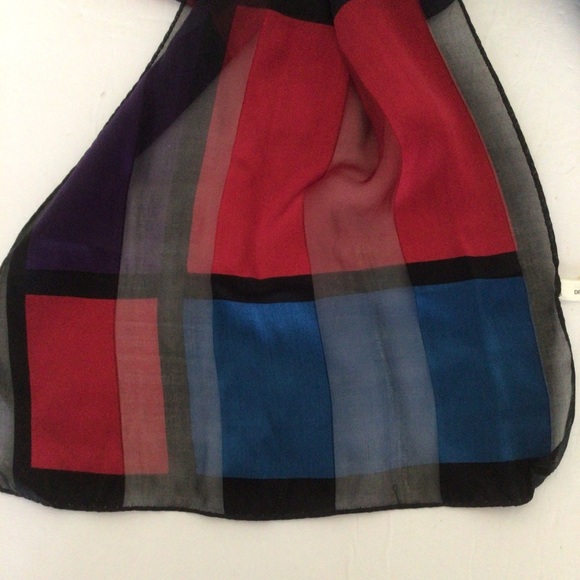 ACCESSORY STREET WINDOWPANE MULTI COLORED SILK NECK OR HAIR SCARF - Picture 4 of 10